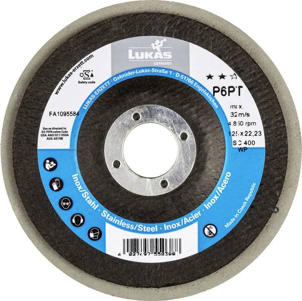 LUKAS-ERZETT A671612540014 Polishing disc P6PT Ø 125 mm Very fine | Grain 400 | for flat angle grinders silicon carbide Diameter 125 mm