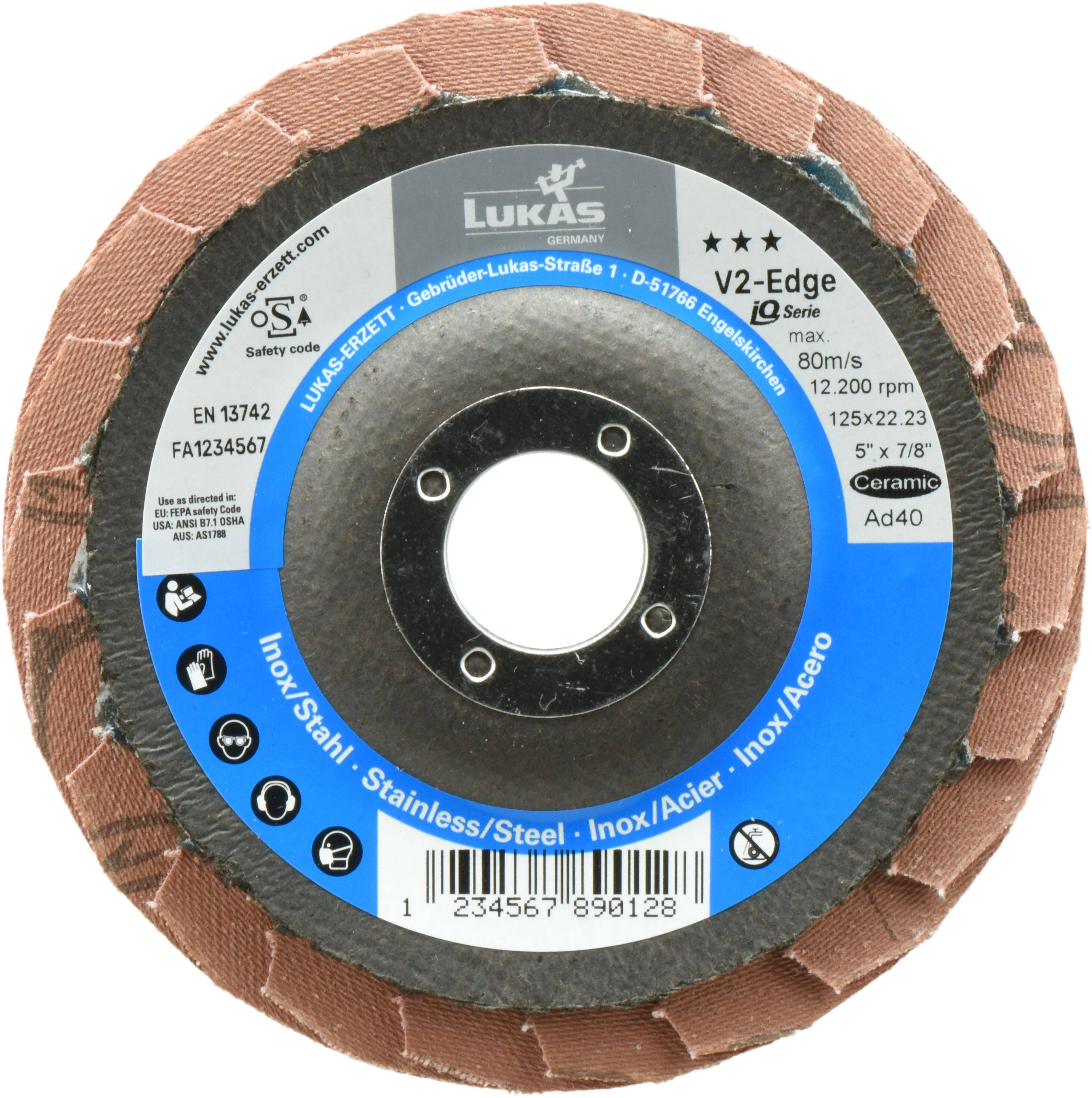 LUKAS-ERZETT A67491250401466 Flap disc Diameter 125 mm Grit size=40 10 pc(s)-1