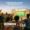 A group of people celebrating outdoors in front of a TV screen showing a soccer match. Text reads 'Empfang leicht gemacht mit Triple Tuner & CI+'.