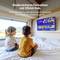 Two children sit on a bed watching a TV displaying a 'VIDAA Kids' channel interface, which provides secure, customized TV content for kids.