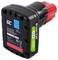'Li-ion 12V 6.0Ah power tool battery by Green Cell. Black casing with red and green accents. Model: PTML12V6.'