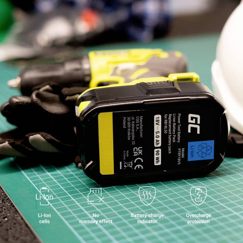 Green Cell GC-PTRY18V5 RB18L50 Tool battery 18 V 5.0 Ah Li-ion-7