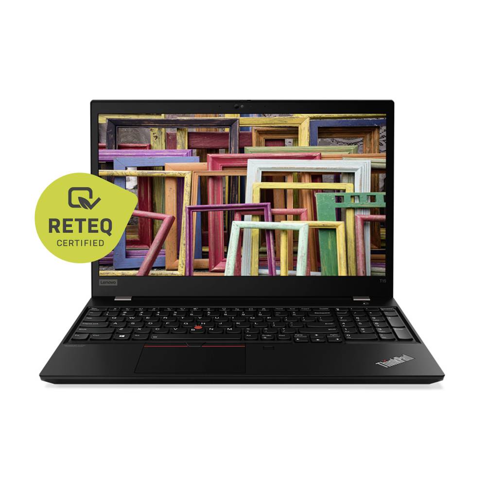 A laptop displaying colorful picture frames on the screen. A 'RETEQ Certified' badge is on the top left corner.