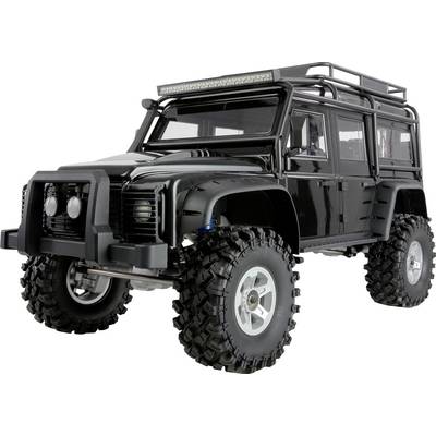 A rugged black off-road vehicle with large tires and a roof rack, designed for rough terrain and outdoor adventures.