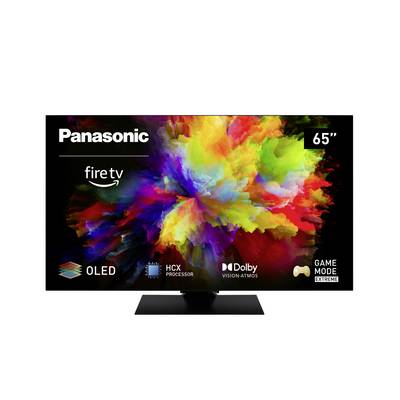 Panasonic 65" OLED TV with Fire TV, HCX Processor, Dolby Vision, Atmos, and Game Mode Extreme, showcasing vibrant color display.