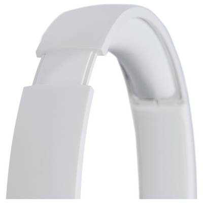 A close-up of a sleek, gray headphone band with a smooth, minimalist design, showcasing its modern style and comfort-focused build.