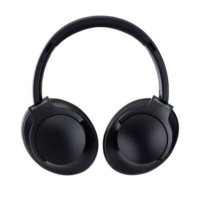 Black over-ear headphones with a sleek design, labeled 'Panasonic' on each side of the headband.