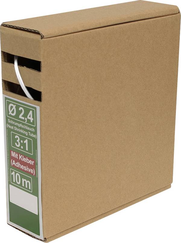 Quadrios 25CA485 Heatshrink + adhesive White 2.4 mm 0.8 mm Shrinkage:3:1 10 m