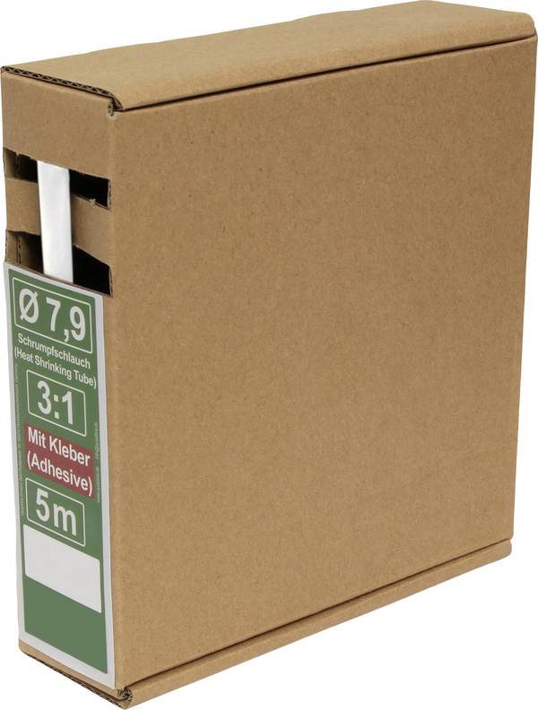Quadrios 25CA489 Heatshrink + adhesive White 7.9 mm 2.6 mm Shrinkage:3:1 5 m
