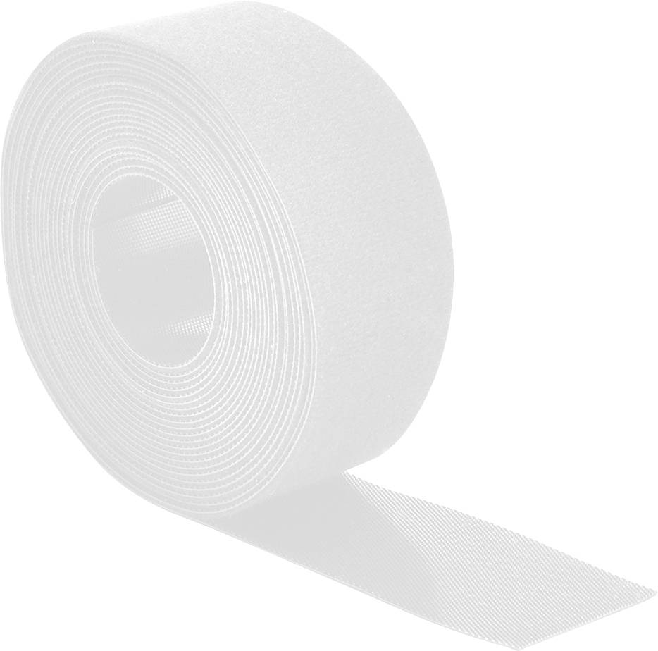 A roll of white adhesive tape with a textured surface, partially unrolled, showing the adhesive side.
