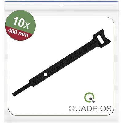 'Quadrios' branded black cable tie, 400 mm in length. Pack of 10.