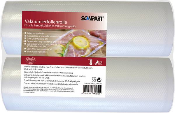 ScanPart 2990000003 Vakuumierfolie Vacuum seal bag food-approved (W x D) 20 cm x 6 m