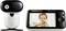 Motorola baby monitor system with camera and screen. The screen shows a baby, and the camera is equipped with a night vision lens.