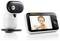A baby monitor system with a camera and a display screen showing a child, designed for remote baby monitoring and communication.