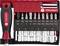 A red and black TOOLCRAFT screwdriver set with various interchangeable bits labeled PZ1, PZ2, PZ3, PH1, PH2, T10, T15, T20, T25, T30, T40.