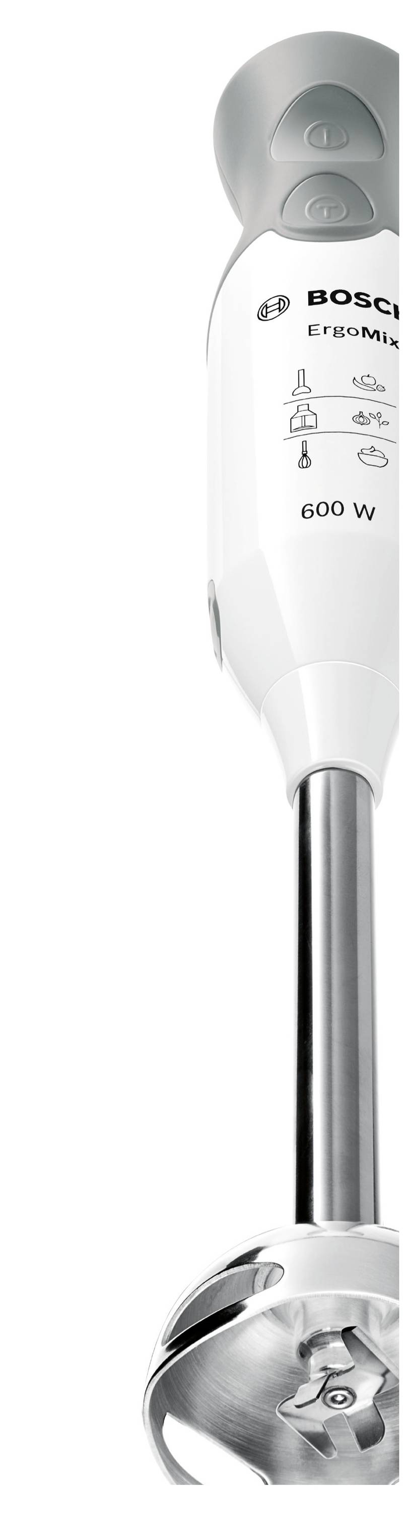 Hand blender with ergonomic grip, 600W motor, and speed control. Ideal for soups, smoothies, and purees.