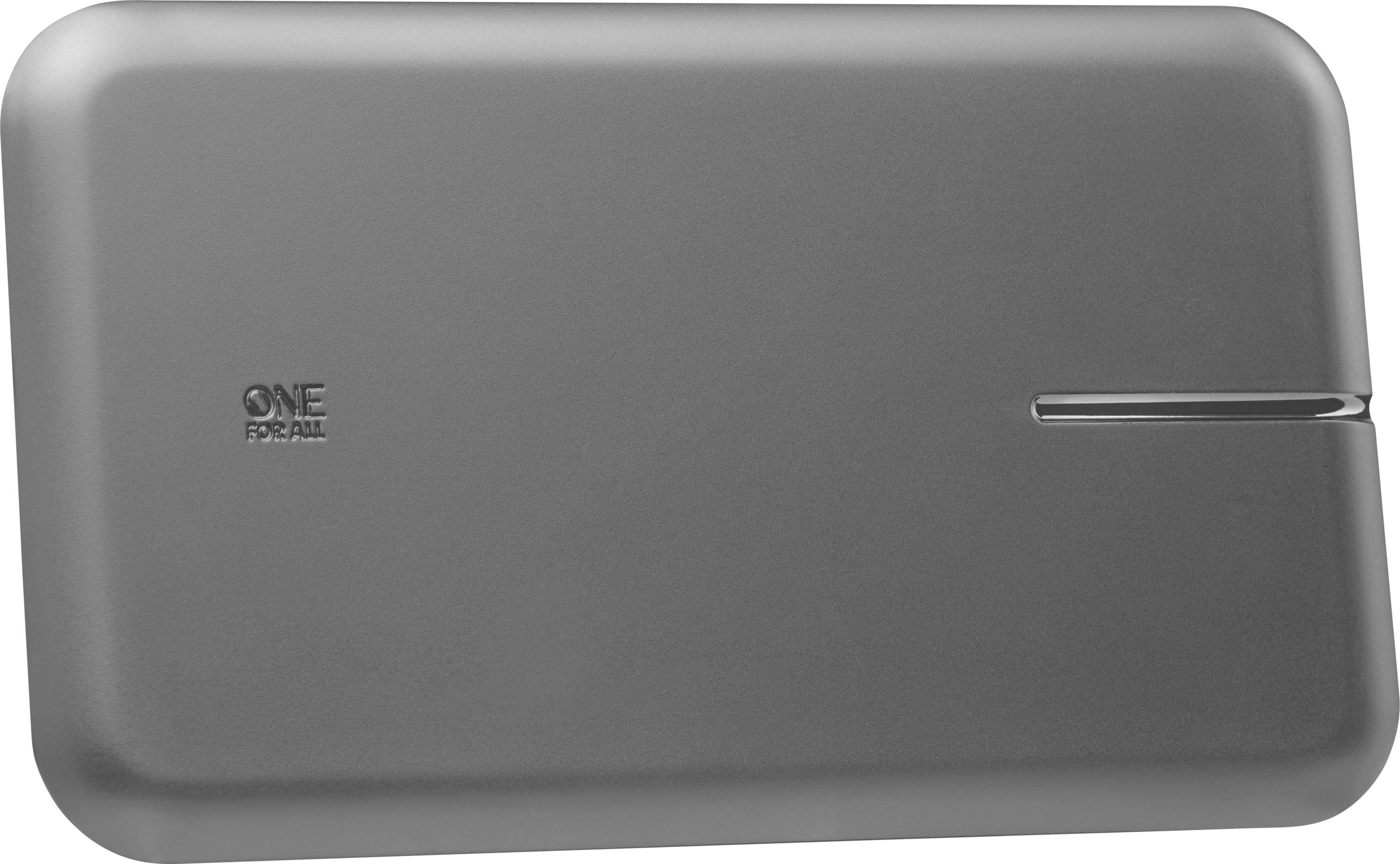 A sleek, rectangular flat-panel indoor TV antenna with a minimal design, featuring the 'One For All' branding on the surface.