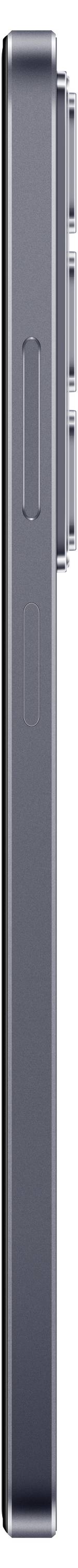 A side view of a smartphone highlighting its slim design and triple camera setup.