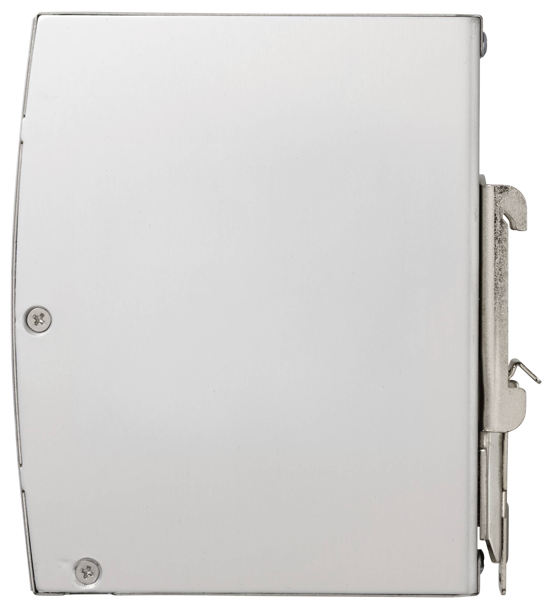 Metal wall-mounted tissue dispenser with a side lever for dispensing.