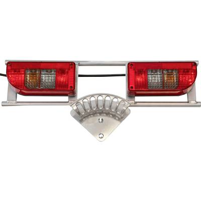 'A rear light assembly with two rectangular red lights and a central mounting bracket, used for vehicles or trailers.'