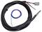 'Black and red wiring harness with connectors, coiled on a white background, suitable for automotive or electronic applications.'