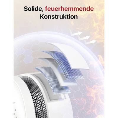 A diagram shows the layers of a fire-resistant construction with a smoke detector in the foreground. Text: 'Solid, fire-resistant construction'.