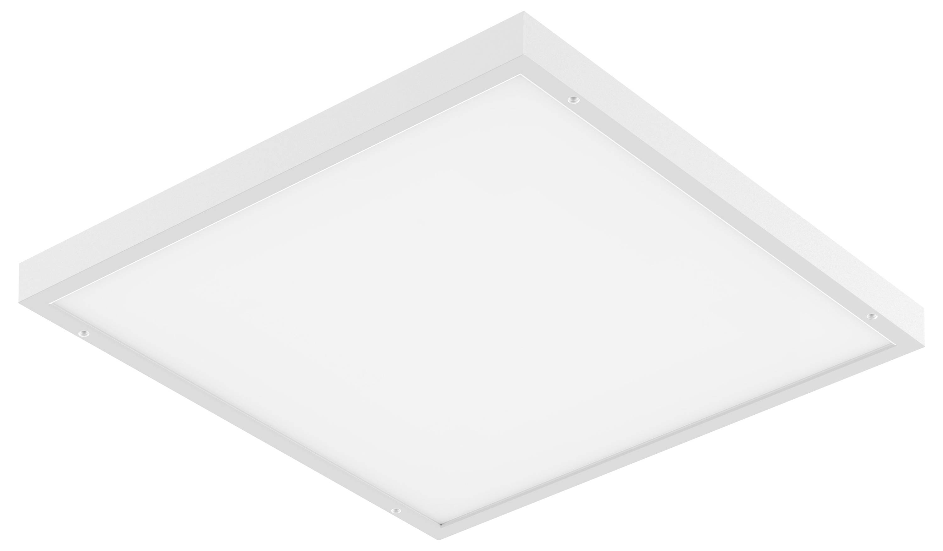 A white square LED ceiling light fixture with a slim, minimalist design.