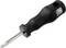 A Phillips head screwdriver with a black handle and a logo printed on it. Suitable for screwdriving tasks.