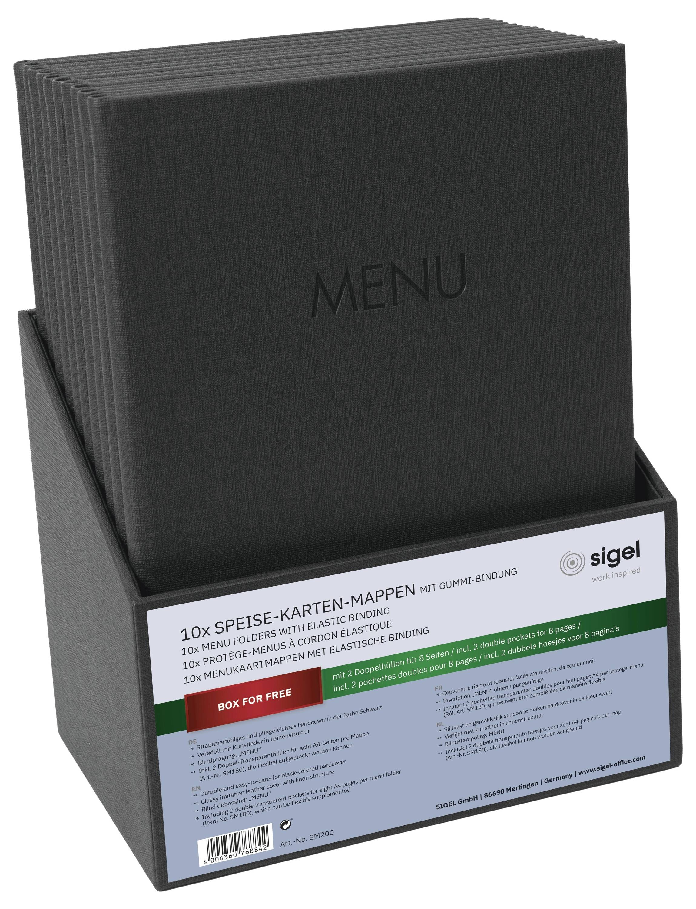 Sigel SM200 Menu folder A4 10 pc(s) incl. storage box Black-1