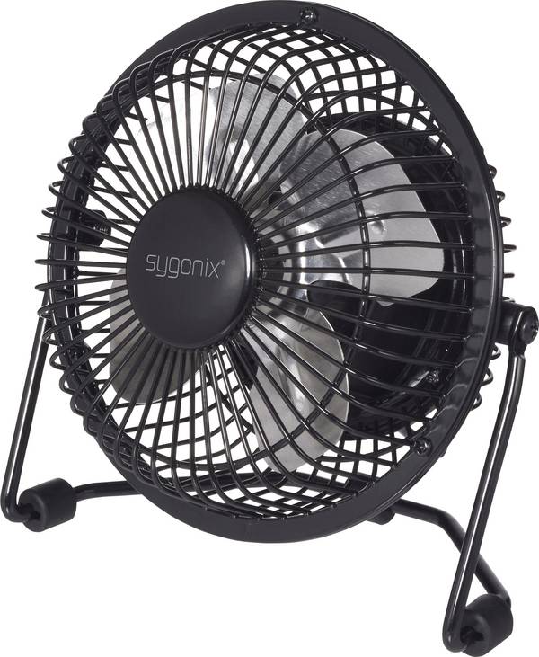 Sygonix USB fan 2.5 W (Ø x H) 145 mm x 150 mm Black Swivelling