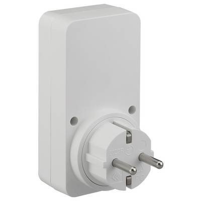 A white electrical plug adapter with a European two-pin plug design, suitable for converting electrical devices to fit European sockets.