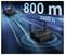 'Two wireless devices illustrating a connection range of 800 meters or 2800 feet, set against a blue digital background.'