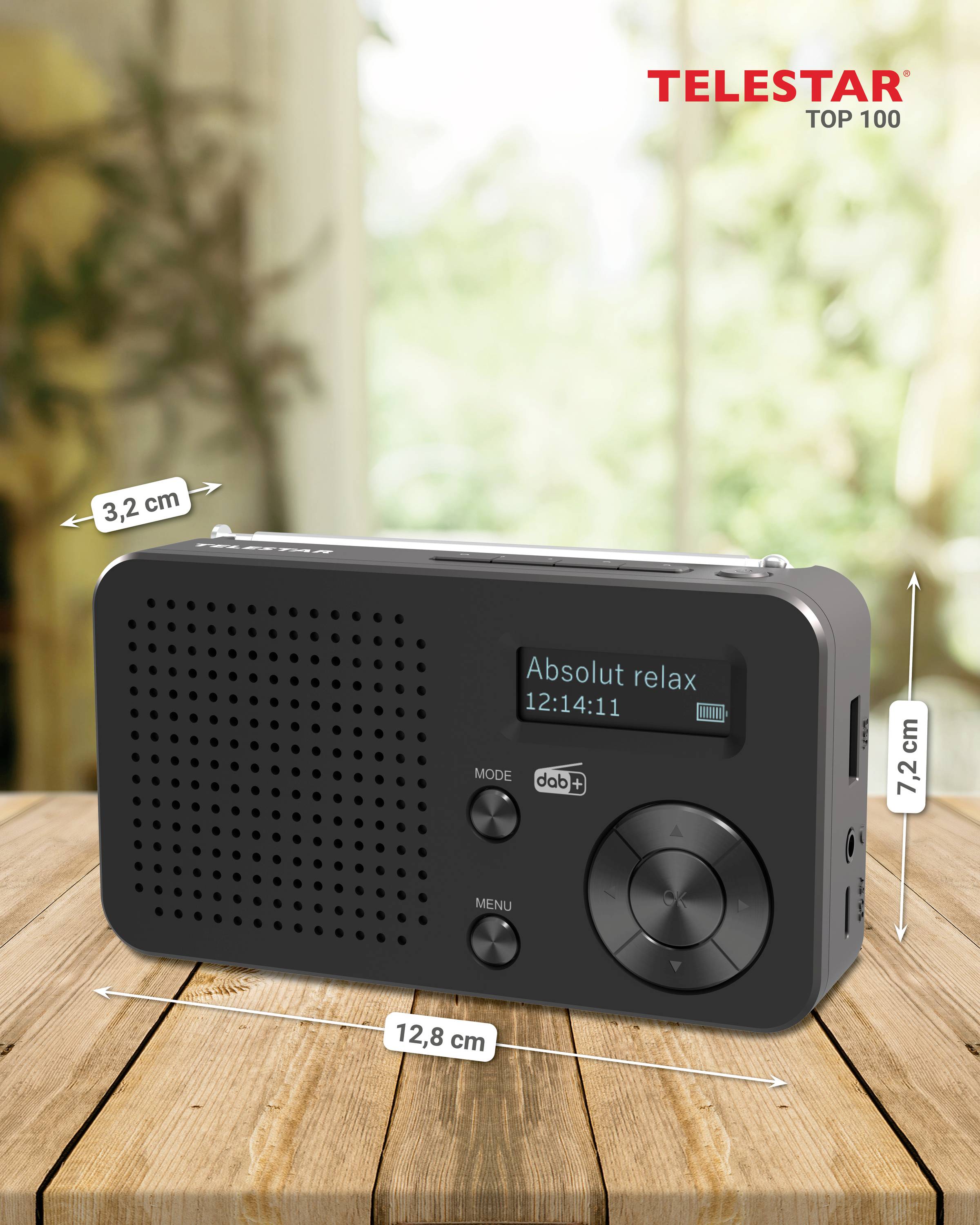 Telestar TELESTAR TOP 100 Schwarz Cordless radio DAB+, FM Bluetooth, USB Battery charger, rechargeable, Alarm clock Blac-10