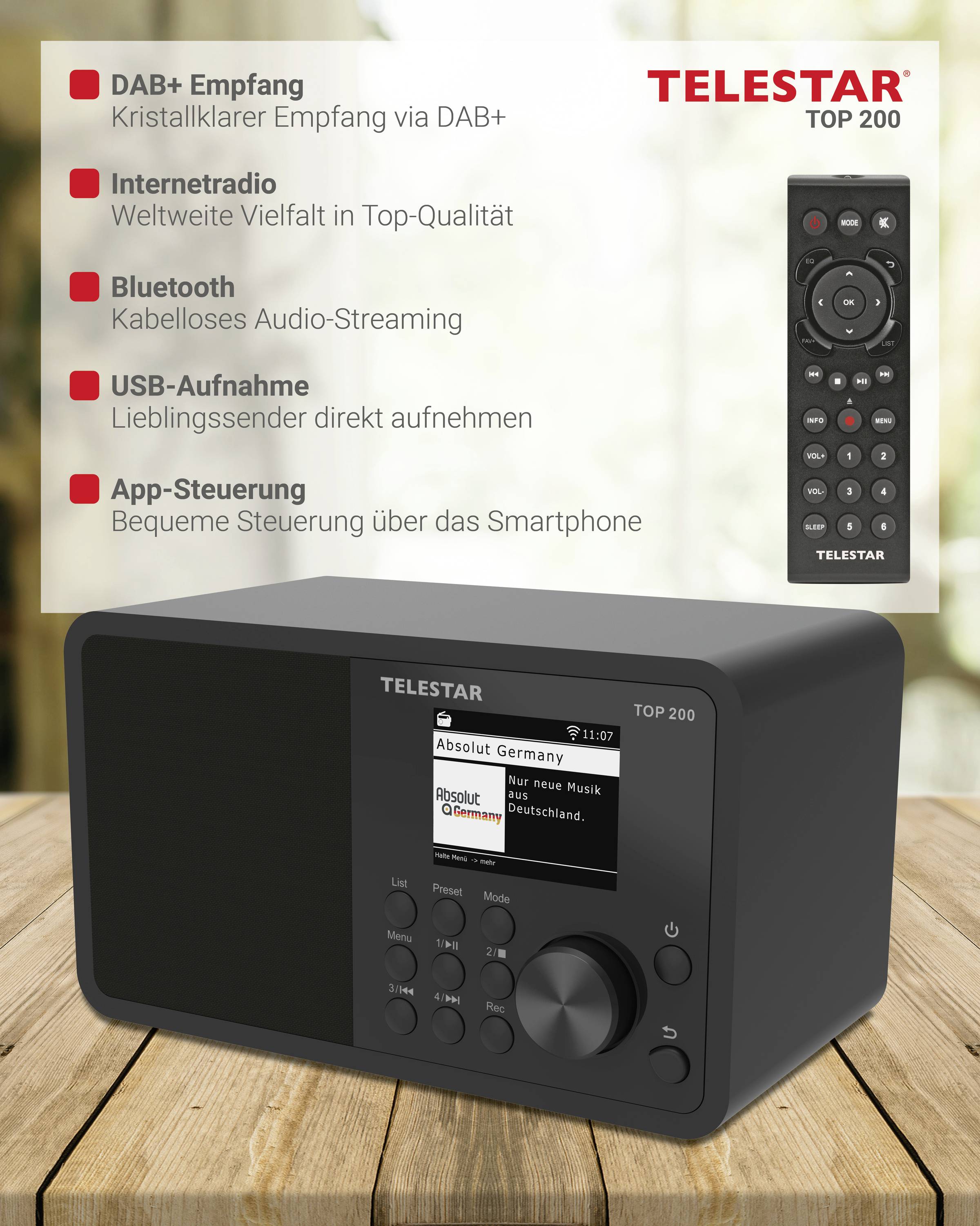 Telestar TOP 200 Schwarz Internet portable radio Internet, DAB+, FM Black-7