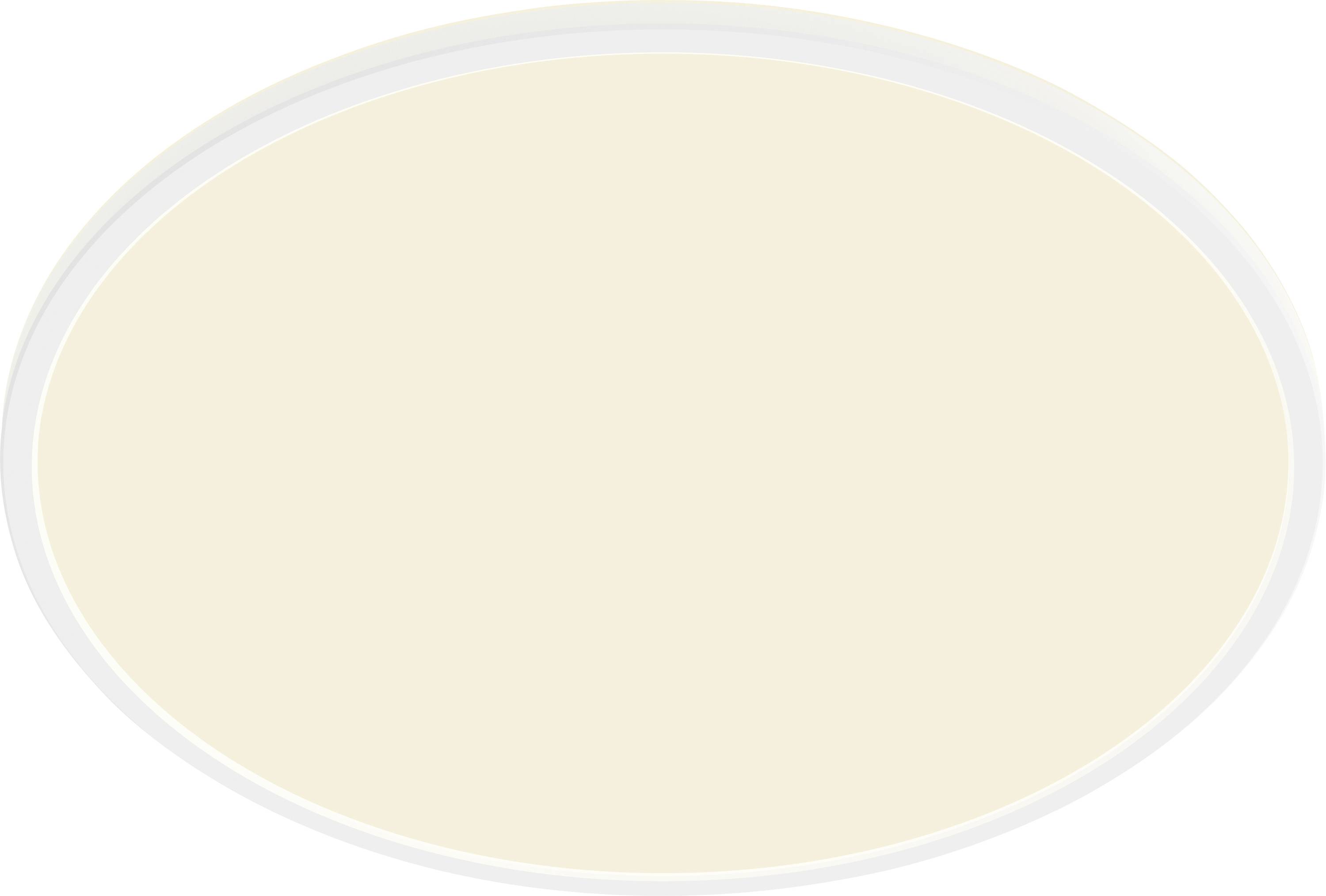 A plain oval with a light beige fill and thin gray outline, no additional details or context provided.