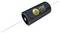 'A cylindrical FTCAP capacitor with two wire leads extending from each end, labeled with the company logo and capacitor text.'