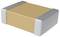 A small rectangular electronic component with a brown center and metallic ends, likely a surface-mount capacitor or resistor.