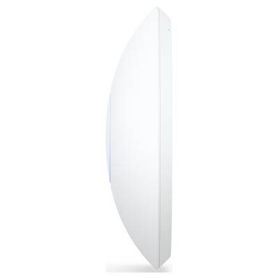 A tall, white, curved wall-mounted speaker viewed from the side, displaying a sleek, minimalist design with a clean surface.