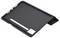 A black tablet case with a folding cover, featuring cutouts for camera, buttons, and ports. The interior has a textured pattern for grip.