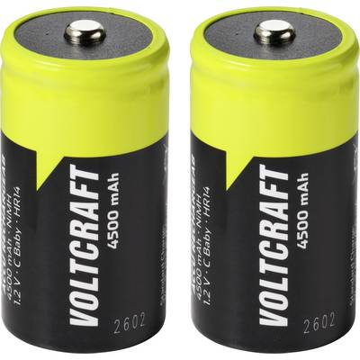 Two Voltcraft 4500 mAh batteries shown side by side on a white background.