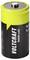 A black-and-yellow Voltcraft 10000 mAh rechargeable battery with a single metal contact on top.