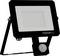 A black Osram outdoor floodlight with a rectangular shape and mounted motion sensor at the bottom, used for external lighting purposes.