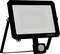 A black LED floodlight with adjustable mount and motion sensor at the bottom labeled 'OSRAM'.
