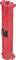 A red, handheld coaxial cable stripper tool with a black adjustment switch for preparing cables in electrical and telecommunications work.