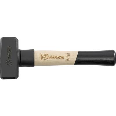 A black-handled, square-headed hammer with a wood body, branded 'Alarm', showing durability symbols and the word 'Hickory'.