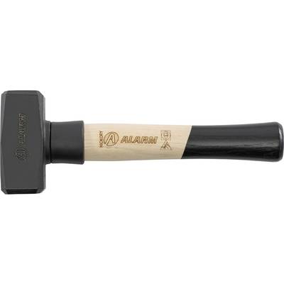 A black and beige claw hammer with a wooden handle, featuring the brand name "Alarm" printed on the handle.