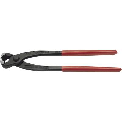 Black and red fencing pliers designed for cutting wire, featuring sturdy handles and a sharp jaw.