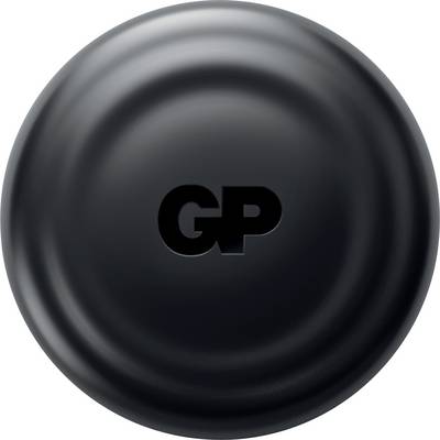 A black circular object with the letters 'GP' in the center, viewed from above.