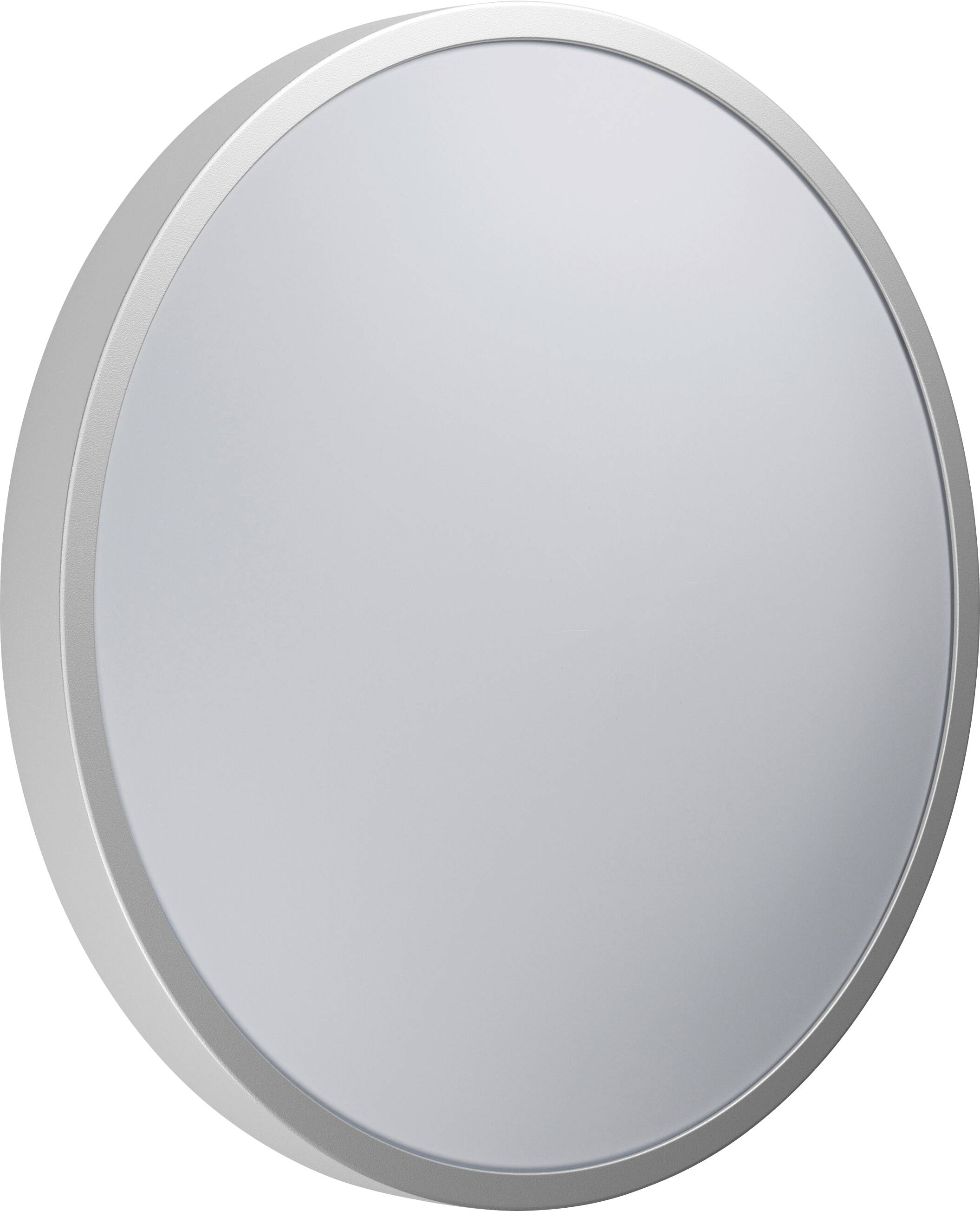 A round wall mirror with a sleek, modern frame, reflecting light, creating an illusion of depth and spaciousness in a room.