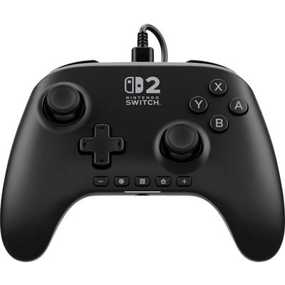 A black Nintendo Switch controller with two joysticks, a D-pad, and action buttons labeled 'X', 'Y', 'B', 'A'.